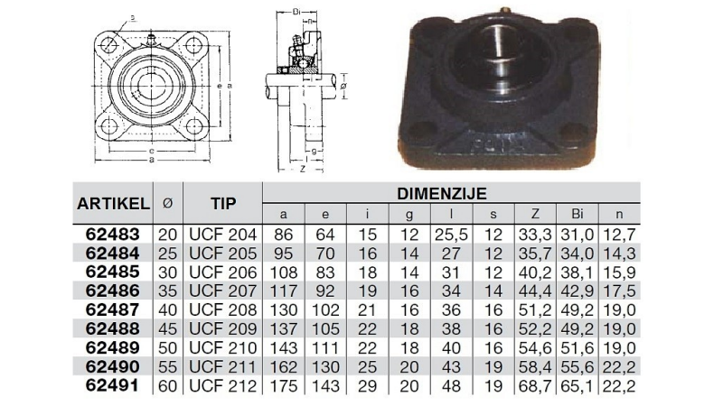 Ucf 205 подшипник размеры